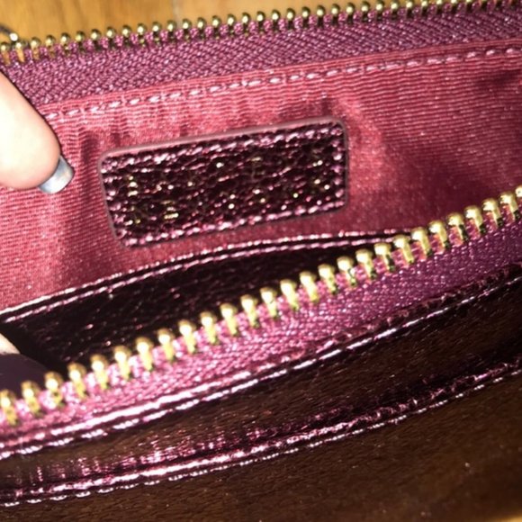 Barneys New York cherry metallic leather bag
